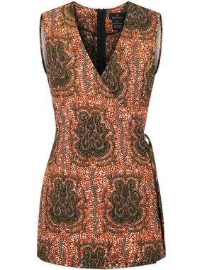 D'Iyanu Orange & Olive Printed Wrap Dress